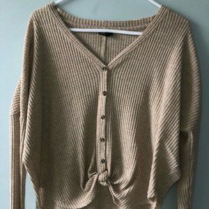 Urban Outfitters Waffle Knit Knotted Button Top